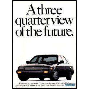 1987 Honda Accord LXi Sedan Vintage Print Ad Front End Import Car Wall Art Photo